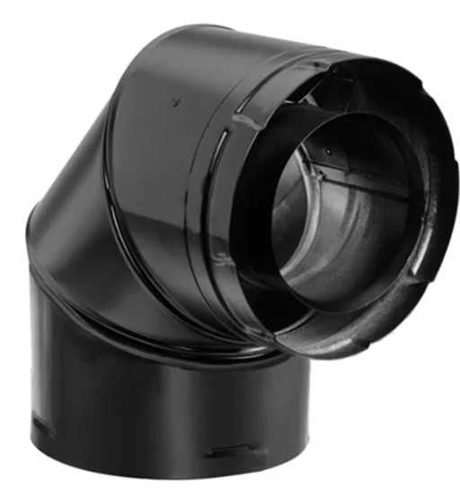 Duravent 4"- 6 5/8" Double Wall Black Galvalume 90 Degree Elbow 46DVA-E90B