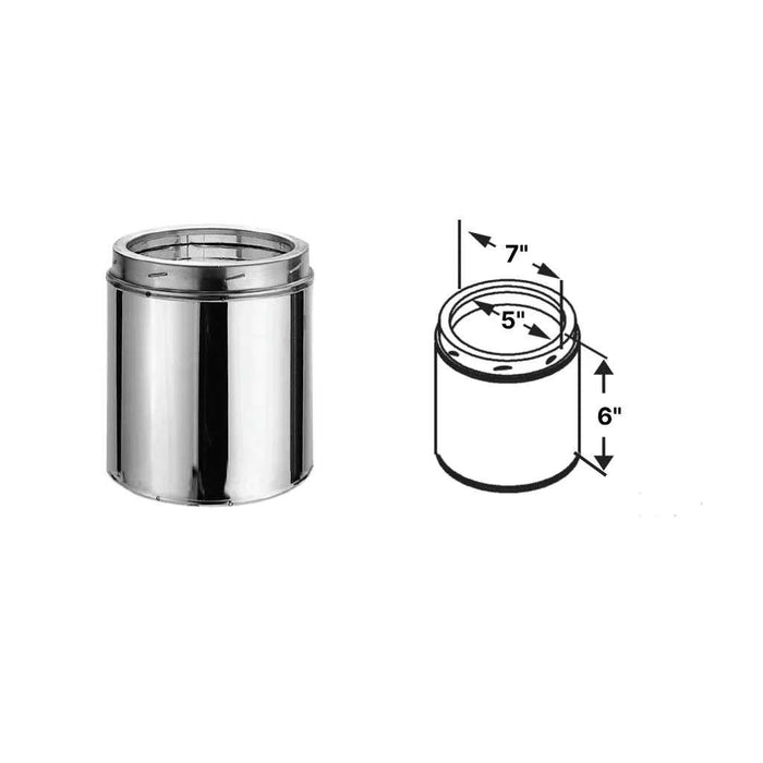 Duravent DuraTech 6" Diameter 9" Long Stainless Steel Chimney Pipe 6DT-09SS