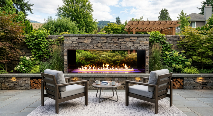 Empire Hearth Carol Rose 72" See-Through Outdoor Gas Fireplace — Propane OLL72SP12SP