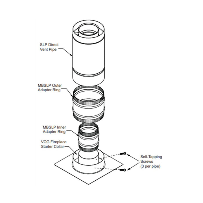 HHT VCG Fireplace Unit adapter to SLP (Sold as Each) MBSLP