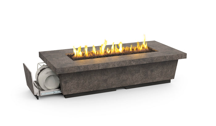 Official American Fyre Designs 788 manufacturer photograph; shown finish and optional decorative media are illustrative. Propane cylinder and site furnishings, where pictured, are not included.