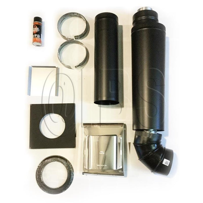Napoleon GD-175 wall terminal kit with black stove pipe, elbow, termination and installation components
