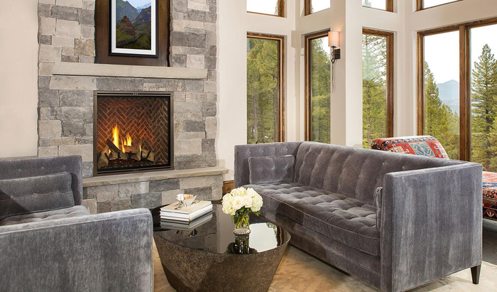 Majestic Marquis II 42" Direct Vent Natural Gas Fireplace MARQ42IN-B — manufacturer installation image; finishing options shown