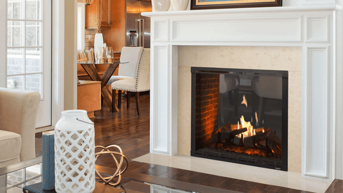 Majestic Marquis II 42" See-Through Natural Gas Fireplace MARQ42STIN — official two-sided installation image; finishing options shown