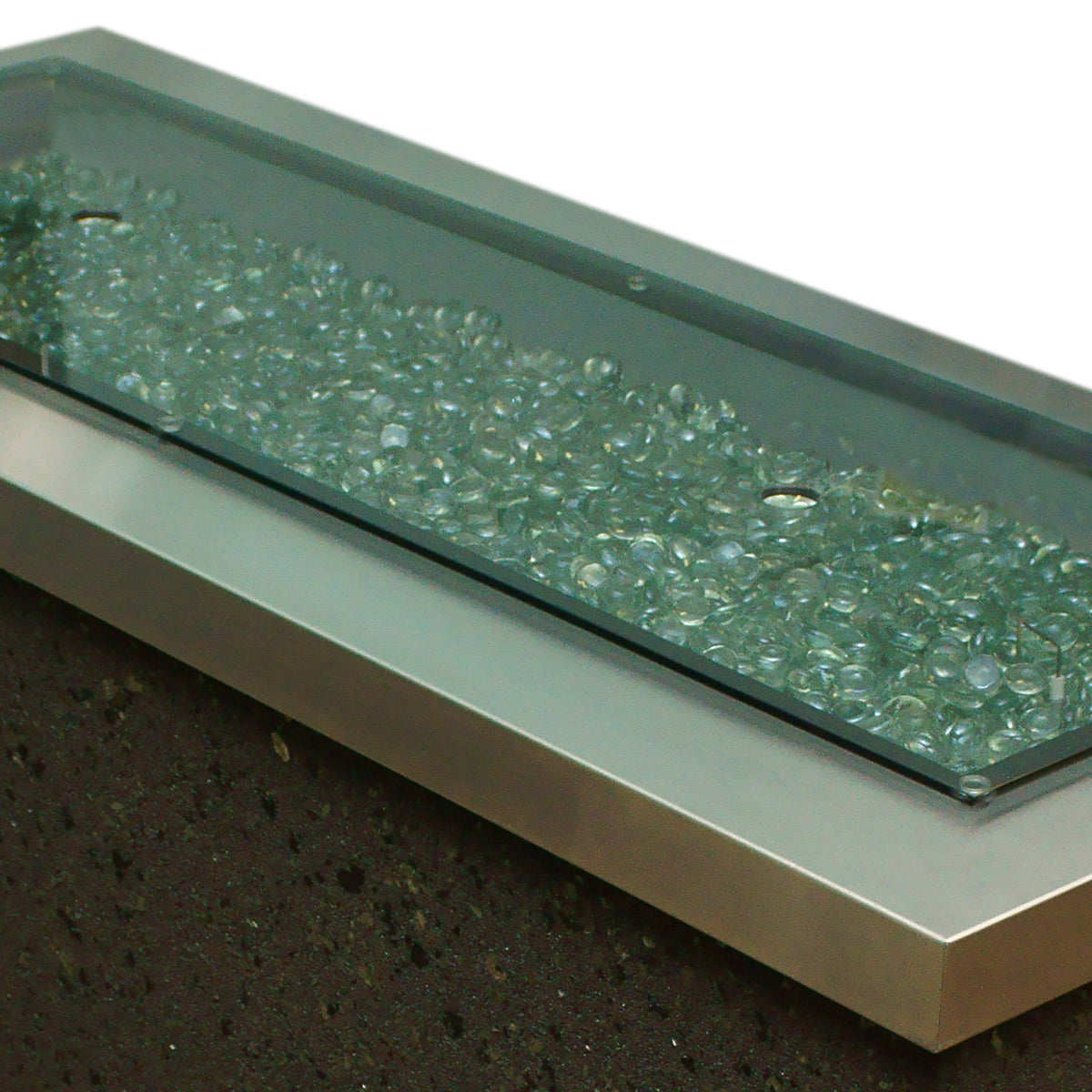 Outdoor Greatroom 12" x 42" Linear Grey Glass Burner Cover 1242GGC