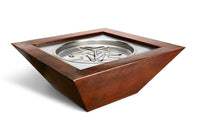 HPC Fire Sedona 40x40-Inch Square Hammered Copper Gas Fire and Water Pit