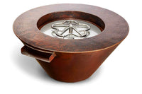 HPC Fire Mesa 32-Inch Round Hammered Copper Gas Fire and Water Bowl