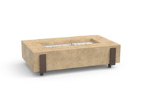 Iron Saddle 60-Inch Outdoor Firetable in Travertine; decorative media shown sold separately