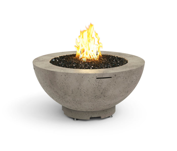American Fyre Designs 48-inch fire bowl in Light Basalt; decorative media shown sold separately