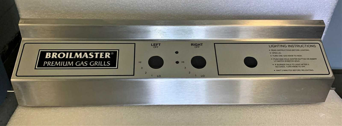 Broilmaster Stainless Steel Control Panel and Label Assembly for P3 Grills B100751
