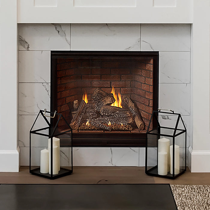 Empire Tahoe Luxury Clean Face 42" DVCX42FP with Rustic Brick liner DVP42XRB and log set