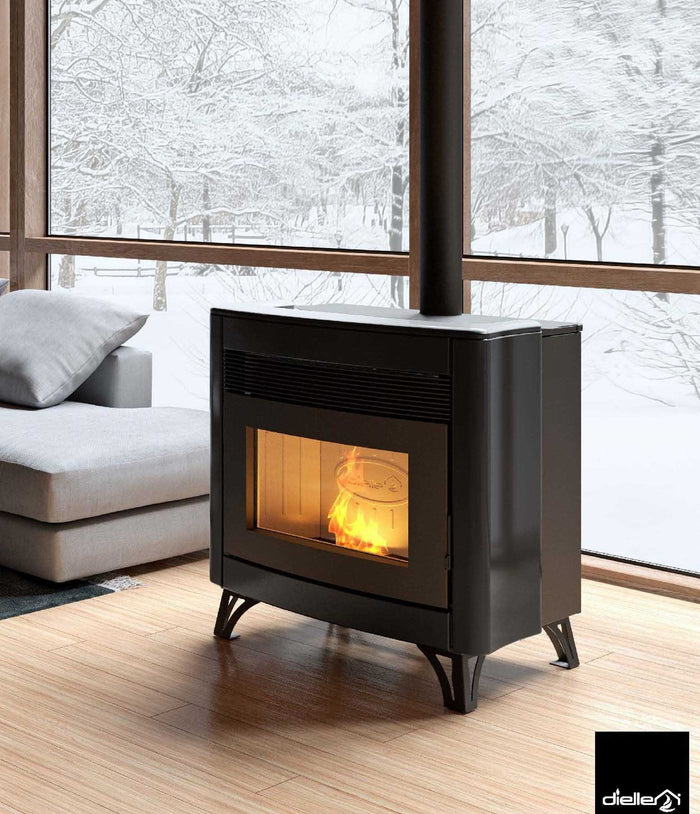 Dielle Zefiro 70 Pellet Stove - Black Ceramic