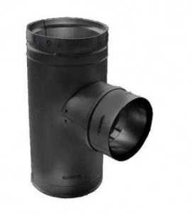DuraVent 3" Black Galvalume Pellet Stove Single Increaser Tee w/ Cleanout Cap 4PVPT3B1