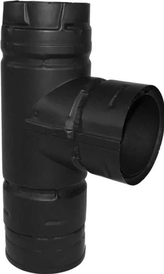 DuraVent 3" Black Galvalume Pellet Stove Single Tee w/ Cleanout Cap 3PVPTB1