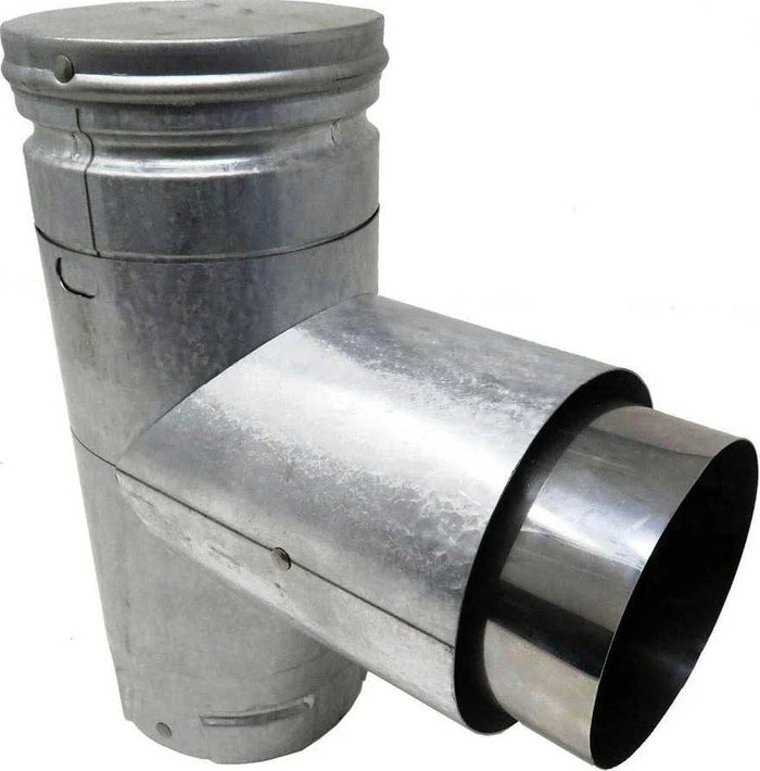 DuraVent 3" Galvalume Pellet Stove Single Adapter Tee w/ Cleanout Cap 3PVPTAD1