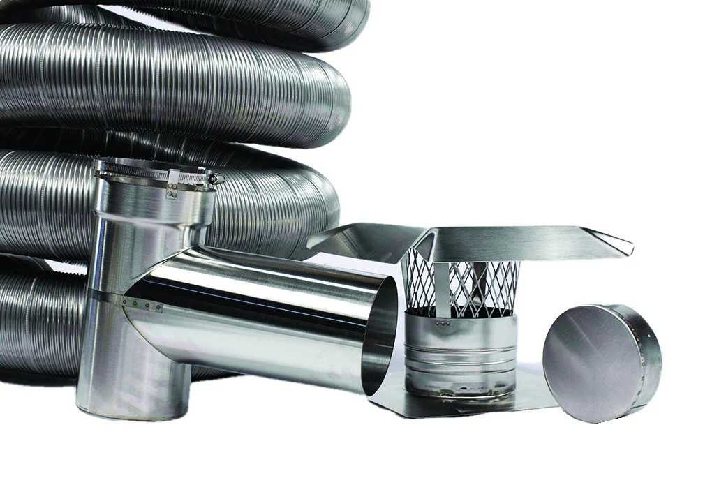 DuraVent 6" x 20' Stainless Steel Flex Liner with Tee Trap, Connectors, Top Plate and Cap L620TK-R6