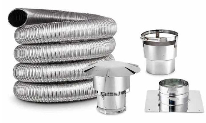 DuraVent Pro 6" x 20' Stainless Steel Flex Liner with Connectors, Top Plate and Cap 6DFPRO-20VK