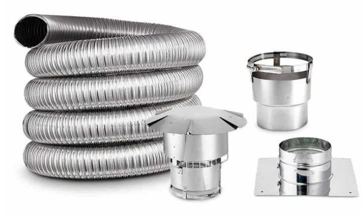 DuraVent Pro 6" x 25' Stainless Steel Flex Liner with Connectors, Top Plate and Cap 6DFPRO-25VK