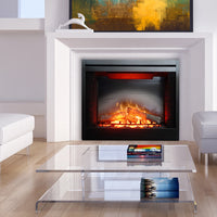 Empire Nexfire EF39 electric fireplace in the manufacturer's white living-room installation; room furnishings and surround shown for illustration.