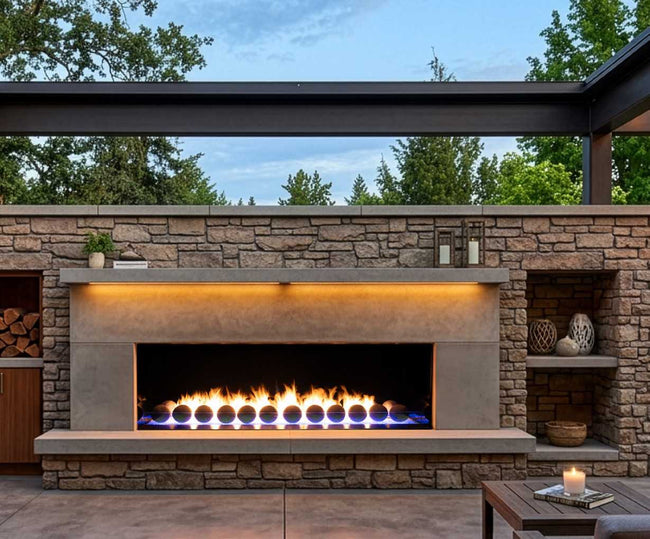 Carol Rose 72" Single-Sided Outdoor Gas Fireplace — Natural Gas OLL72FP12SN