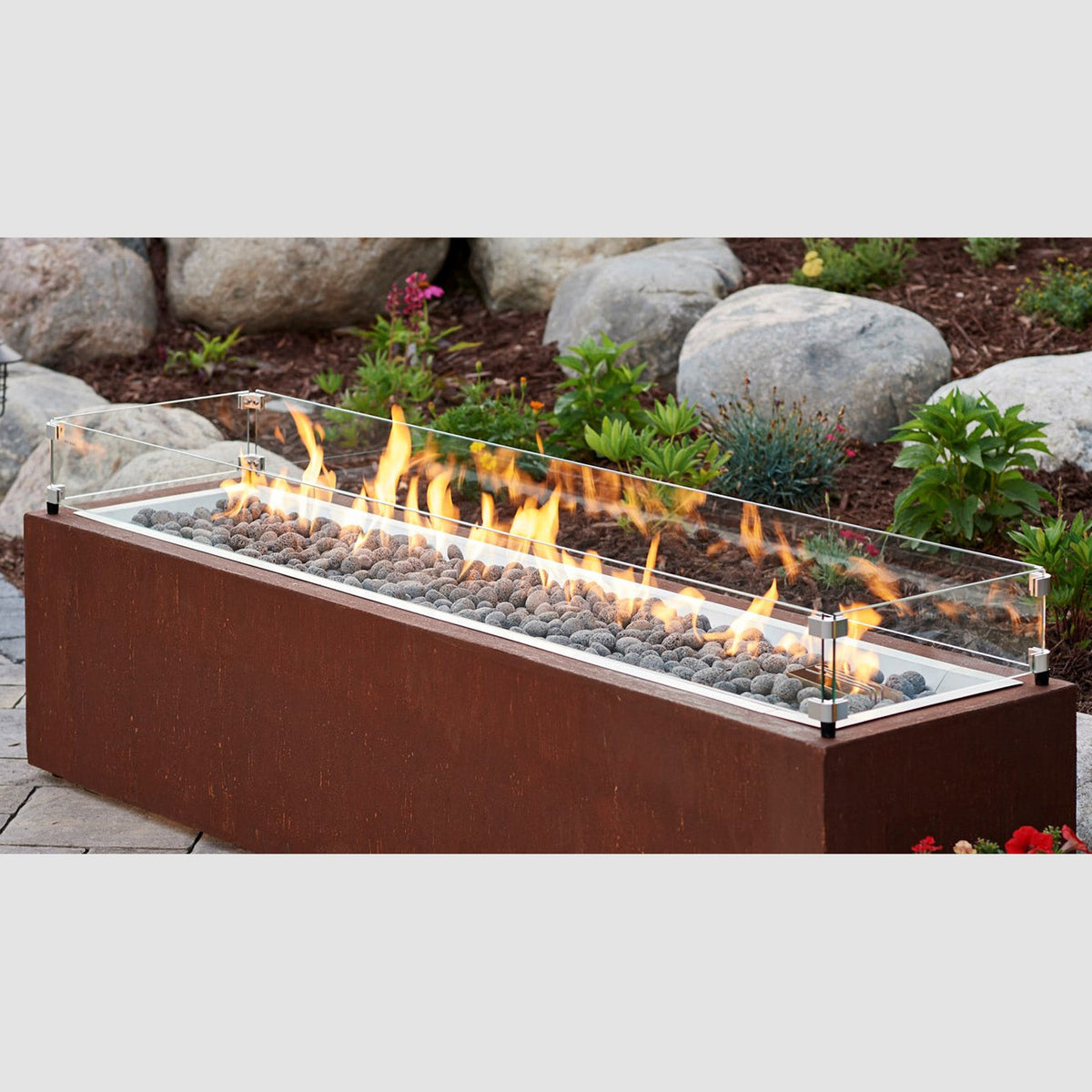 Outdoor Greatroom Linear Glass Wind Guard for 12" x 64" Burner GG-1264
