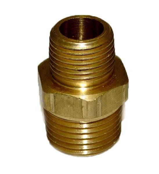 HPC Fire Brass Reducing Nipple, 1/2-Inch MIP to 3/8-Inch MIP
