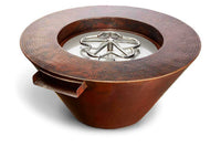 HPC Fire Mesa 32-Inch Round Hammered Copper Gas Fire and Water Bowl