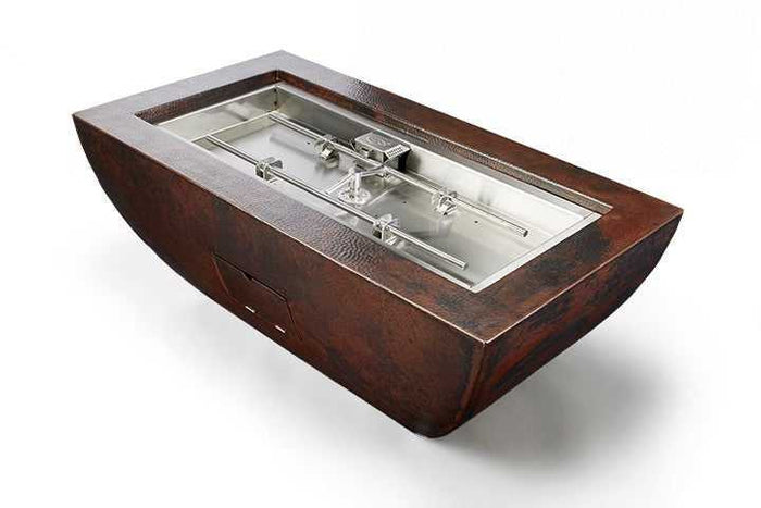 HPC Fire Phoenix 47x25-Inch Linear Hammered Copper Gas Fire Pit with H-Burner