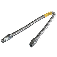 HPC Fire Stainless Steel Gas Flex Line, 5/8-Inch OD with 1/2-Inch MIP x 1/2-Inch FIP