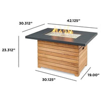 Outdoor Greatroom Darien Rectangular Gas Fire Pit Table with Aluminum Top DAR-1224-K