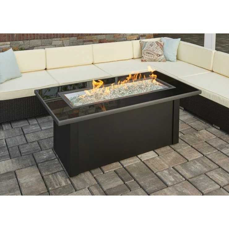 Outdoor Greatroom Monte Carlo Linear Gas Fire Pit Table MCR-1242-BLK-K