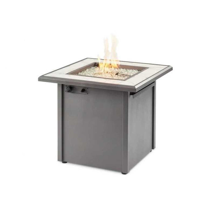 Outdoor Greatroom Vaughn Square Gas Fire Table White Top with Grey Base VGHN-WT-K