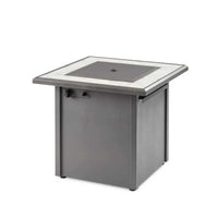 Outdoor Greatroom Vaughn Square Gas Fire Table White Top with Grey Base VGHN-WT-K