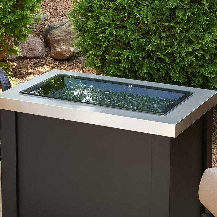 Outdoor Greatroom 12" x 24" Linear Grey Glass Burner Cover 1224GGC