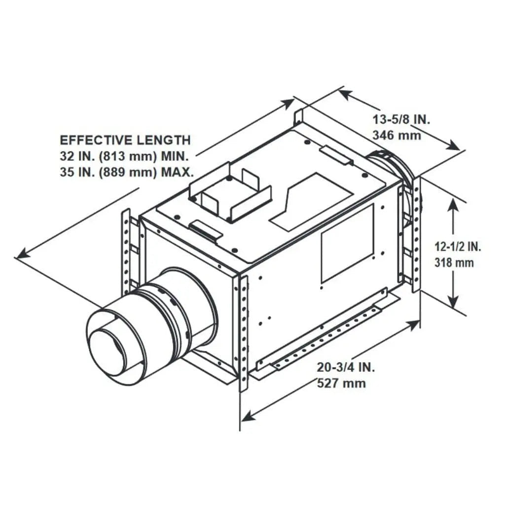 Majestic PVI-SLP-B power vent — technical product illustration