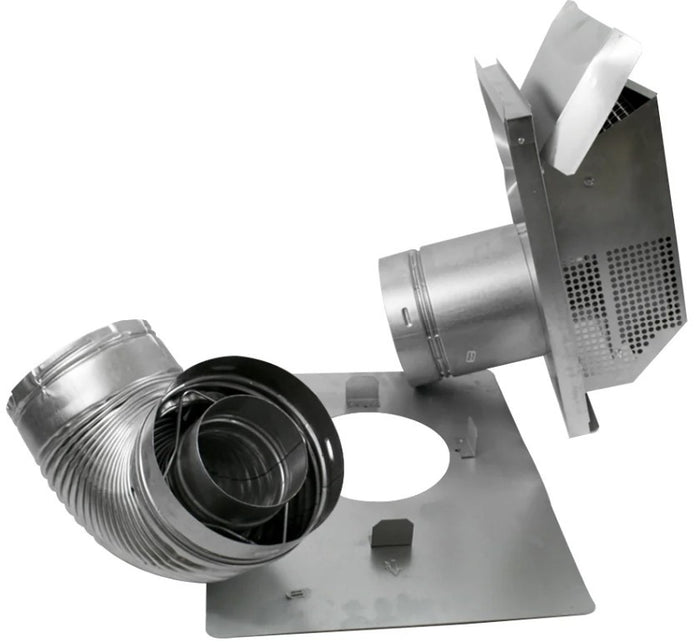HHT Horizontal Vent Termination Kit includes adj Termination Cap, 1" firestop, 3" firestop, 90 degree elbow, 9" - 12" adj. termination pipe SLP-HVTK
