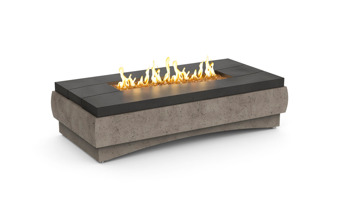 Official American Fyre Designs 460 manufacturer photograph; shown finish and optional decorative media are illustrative. Propane cylinder and site furnishings, where pictured, are not included.