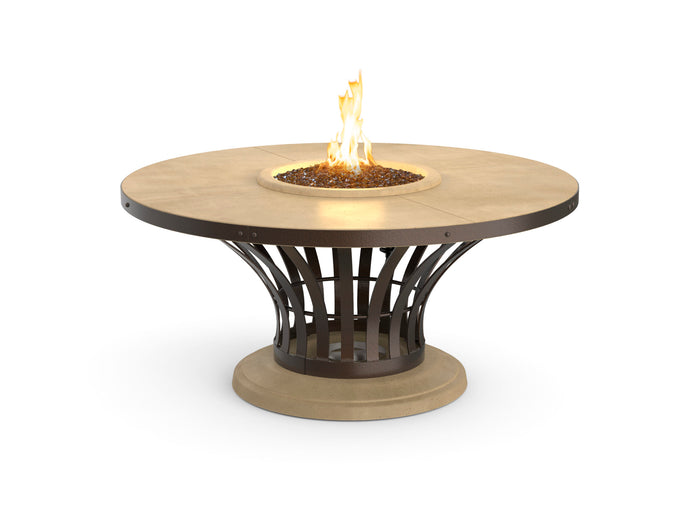 Official American Fyre Designs 770 manufacturer photograph; shown finish and optional decorative media are illustrative. Propane cylinder and site furnishings, where pictured, are not included.