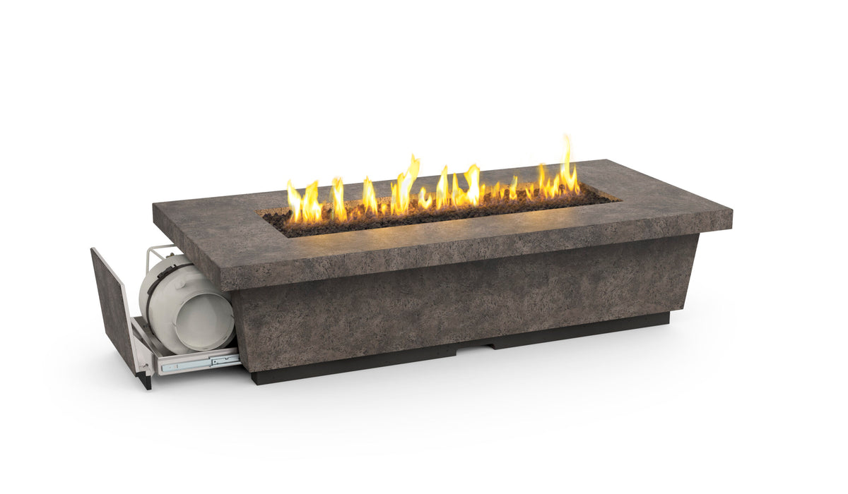 Official American Fyre Designs 788 manufacturer photograph; shown finish and optional decorative media are illustrative. Propane cylinder and site furnishings, where pictured, are not included.