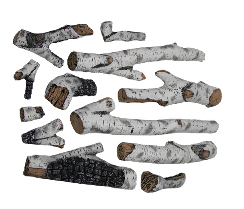 Amantii 12-Piece Large Birch Log Set | DESIGN-MEDIA-BIRCH-12PCE-LARGE