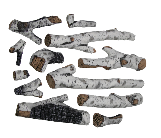 Amantii 12-Piece Large Birch Log Set | DESIGN-MEDIA-BIRCH-12PCE-LARGE