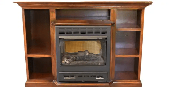 Buck Stove 1110/1127 Prestige mantel family shown in Dark Oak with heater; heater sold separately and other finish colors differ