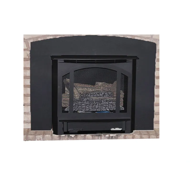Buck Stove PA FPT33A arched black trim installed around a separately sold T33 stove