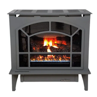 Buck Stove Townsend II steel stove in Gray with legs and DX18 logs