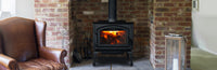 Empire Stove Gateway 2300 Wood Burning Stove WB23FS — manufacturer installation example; finishing components sold separately