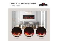 Napoleon fireplace series — manufacturer feature illustration. Model specifications are listed separately.