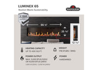 Napoleon Luminex 65 LCD Electric Linear Built-in Fireplace — product and configuration view
