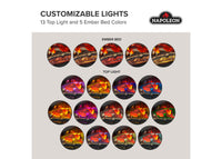 Napoleon fireplace series — manufacturer feature illustration. Model specifications are listed separately.