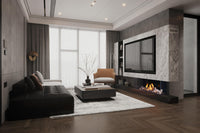 Napoleon Tall Bay Luxuria™ 62 Direct Vent Fireplace — installed room view