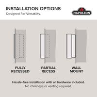 Napoleon fireplace series — manufacturer feature illustration. Model specifications are listed separately.